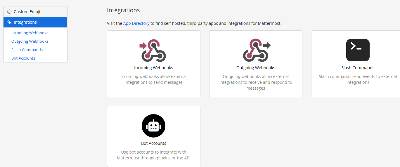 Integrations dialog